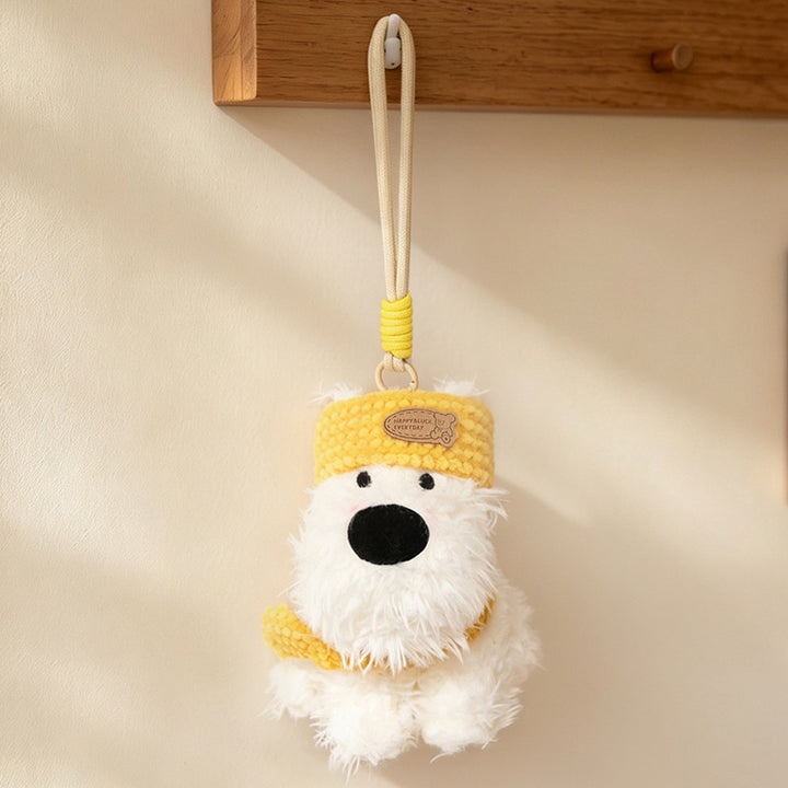 Fluffy Bunny Bag Charm Keychain with Faux-Fur Plush Body and Decorative Resin Accent Kalsten