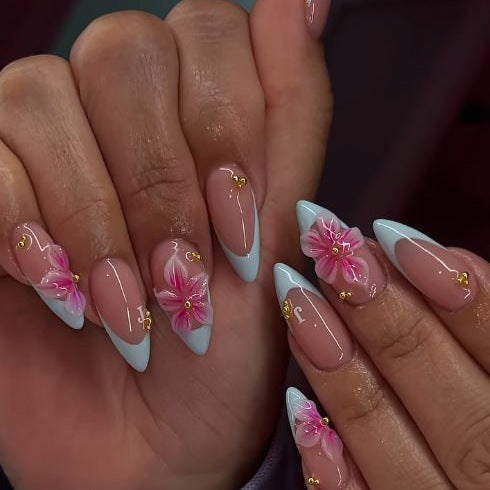Acrylic Floral Nail Art Extensions Kalsten