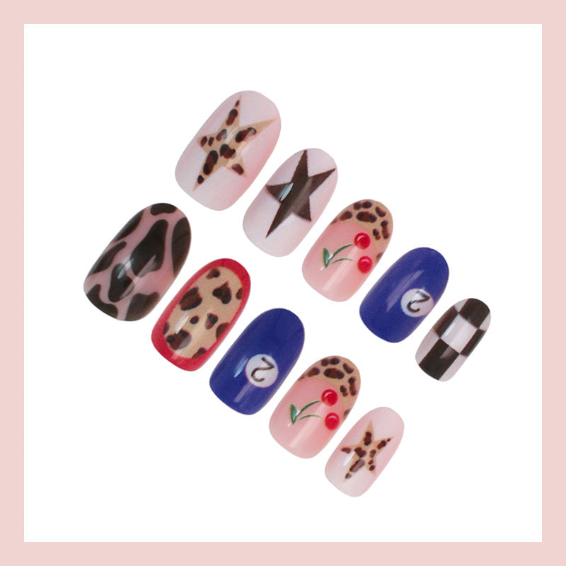 Creative nail art set with trendy animal patterns and colorful accents Kalsten