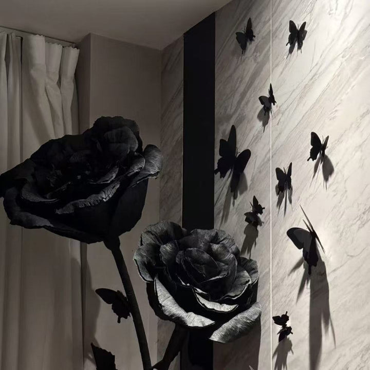 Lifelike Black Rose Decorative Sculpture