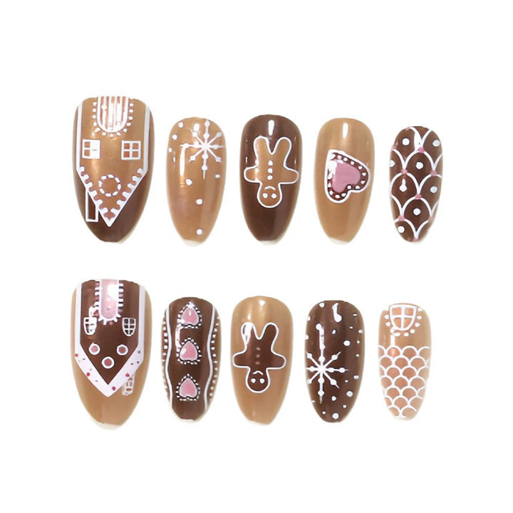 Gingerbread-Themed Holiday Press-On Nail Art Set Kalsten