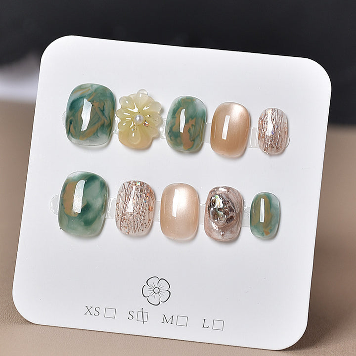 Elegant Decorative Press-On Nail Extensions with Pearls Kalsten