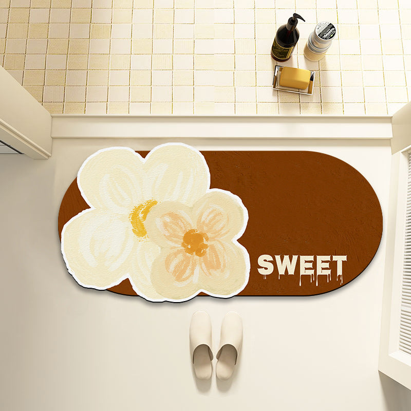 Floral Print Oval Area Mat