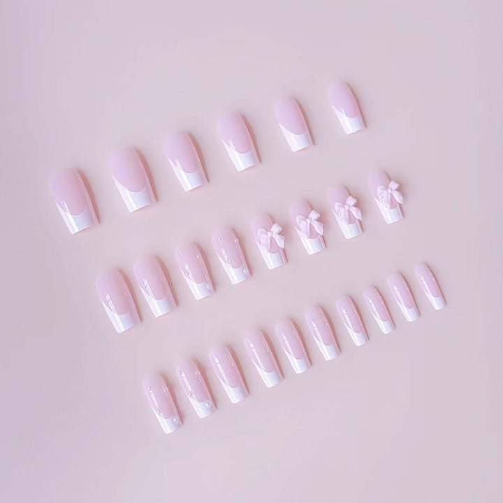 Artificial nail set with elegant bow and pearl decorations Kalsten