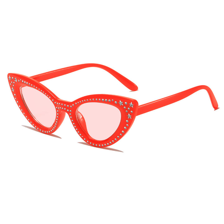Glamorous Rhinestone-Embellished Cat Eye Sunglasses Kalsten