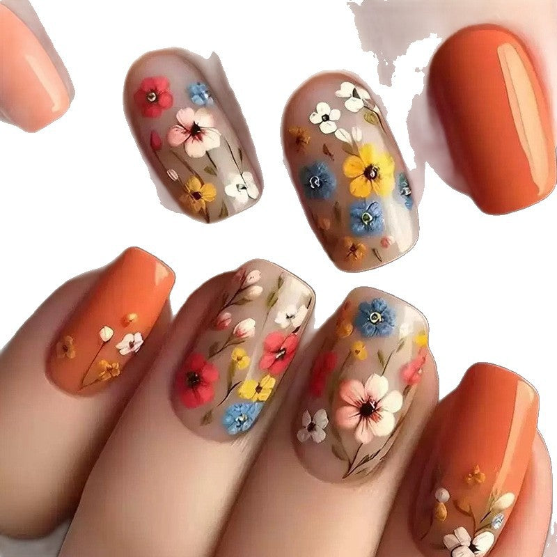 Floral Patterned Press-On Nail Enhancements Kalsten