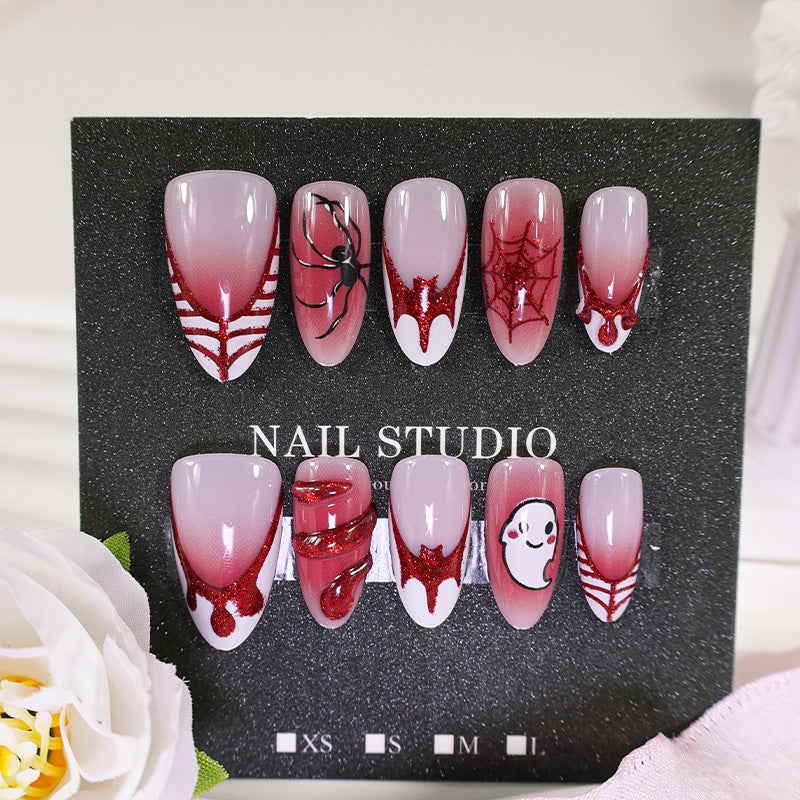 Halloween Fake Nail Set with spooky spider and ghost designs Kalsten