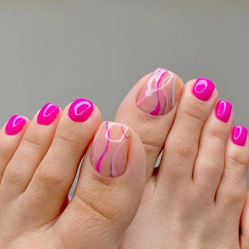 Artful toenail design with creative wave accents Kalsten