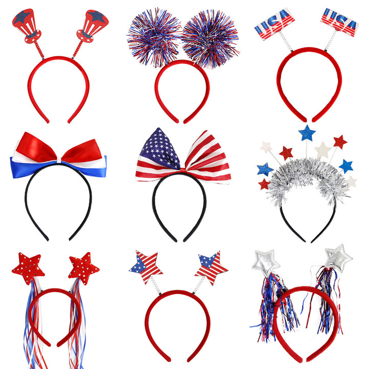 Unisex nan more patriotic festival headband with star and flag pom poms Kalsten