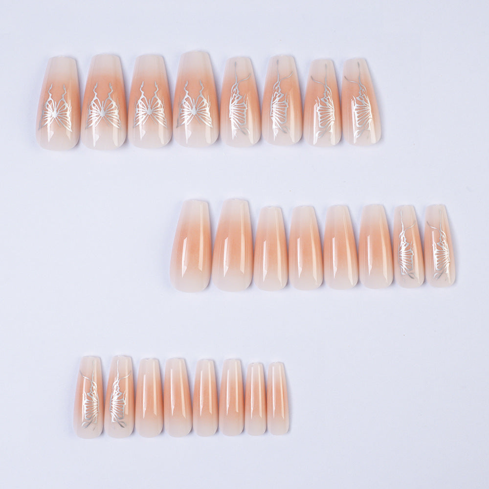 Elegant Artificial Nails with Delicate Butterfly Design Kalsten