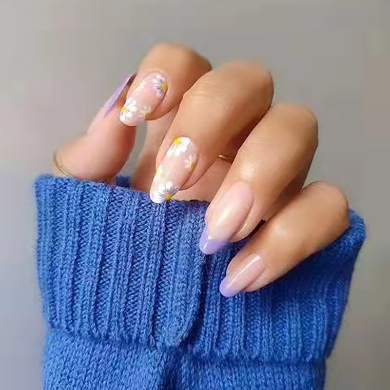 Floral Motif Long Press-On Nails Kalsten