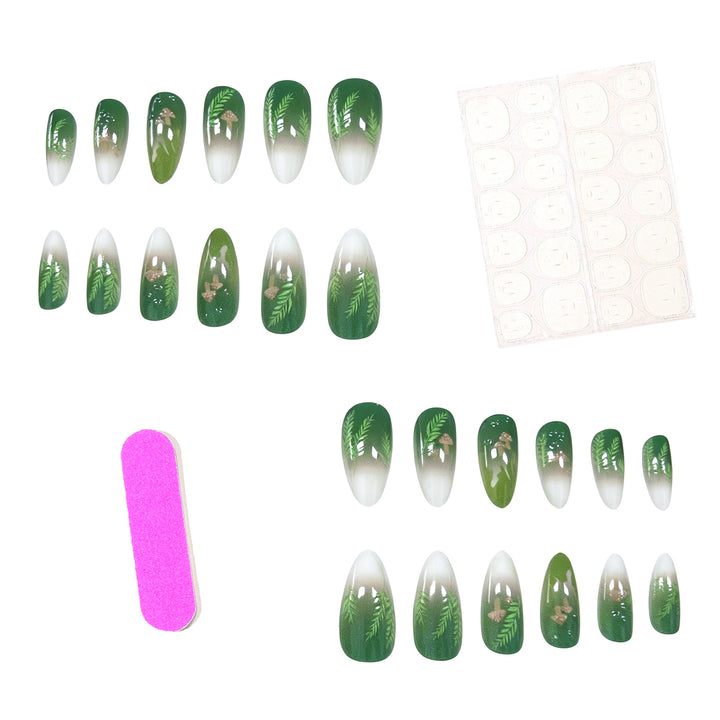 Elegant Leaf-Inspired Stiletto Nail Enhancements Kalsten