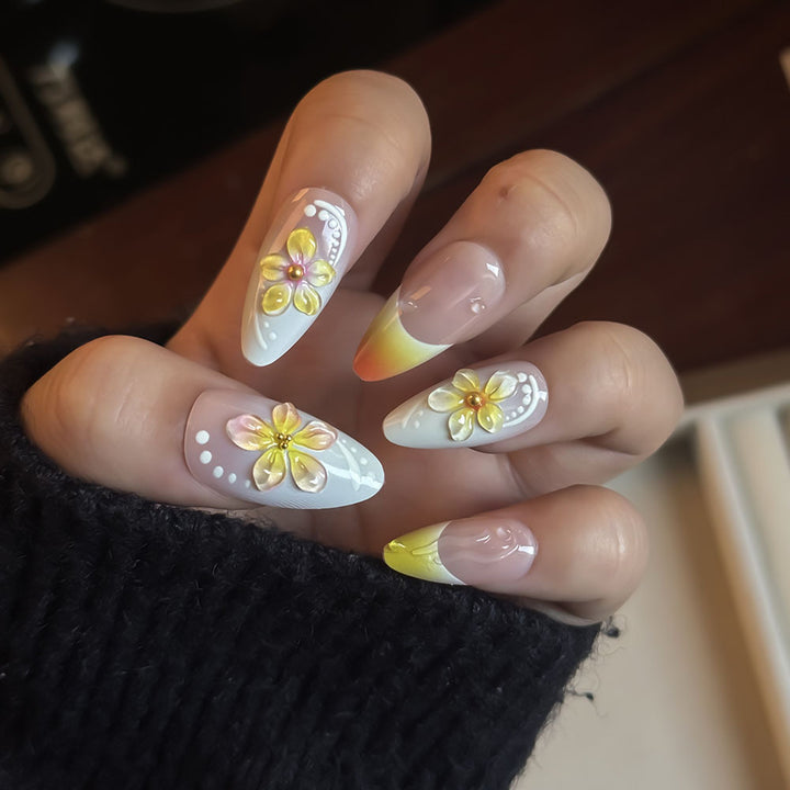 Vibrant Floral Press-On Nail Art Set Kalsten