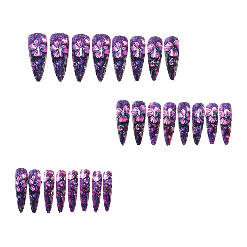 Artificial nails with luxurious floral design and glitter effects Kalsten