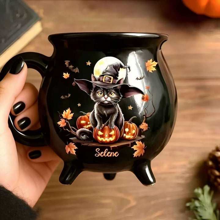 Ceramic kettle mug with star and planet decor