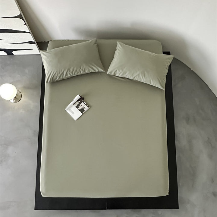 Fitted sheet set with pillowcases made of extra soft cotton jersey and deep hem