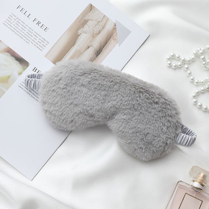 Women's fluffy ergonomic eye mask with adjustable satin band and soft faux fur cover Kalsten