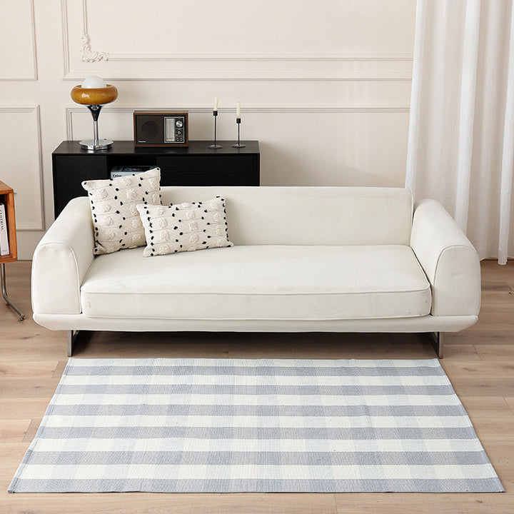 Striped Flat-Woven Cotton Rug in Kilim Style Kalsten