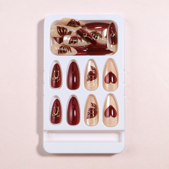 Artistic Heart-Accented Press-On Nail Set Kalsten