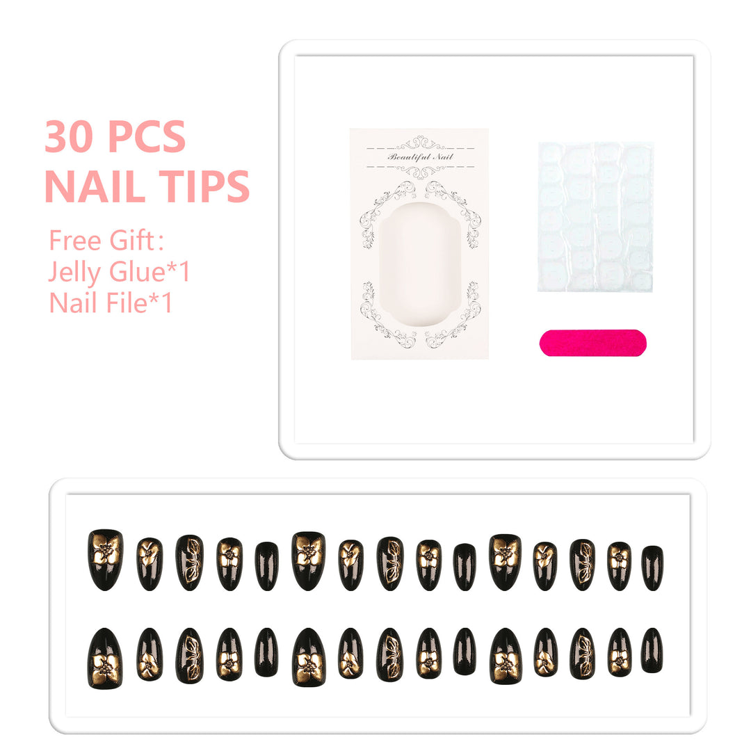 Elegant Floral Design Press-On Nail Set