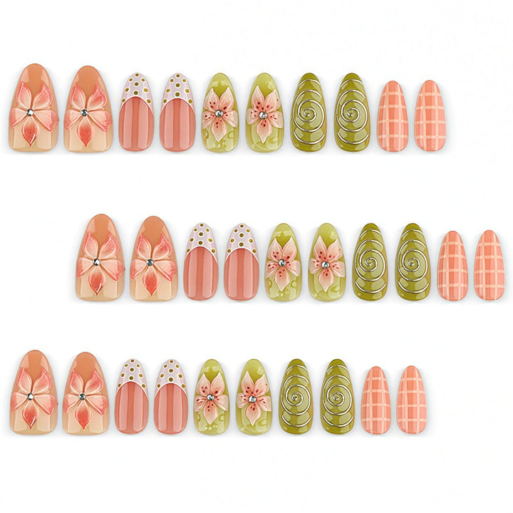 Artificial Nails in Floral Flower Design Kalsten