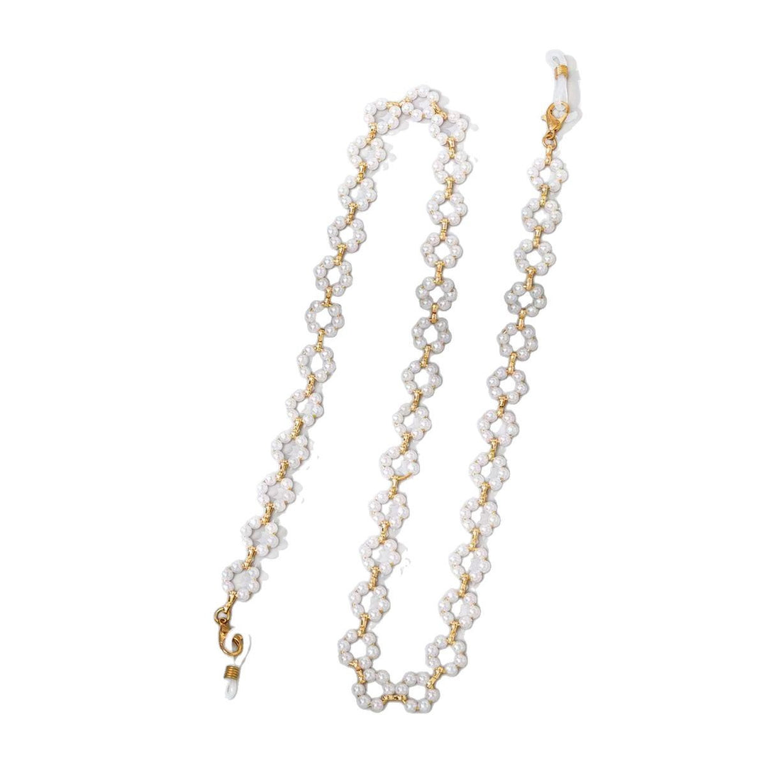 Elegant Pearl and Gold Chain Eyewear Holder Kalsten