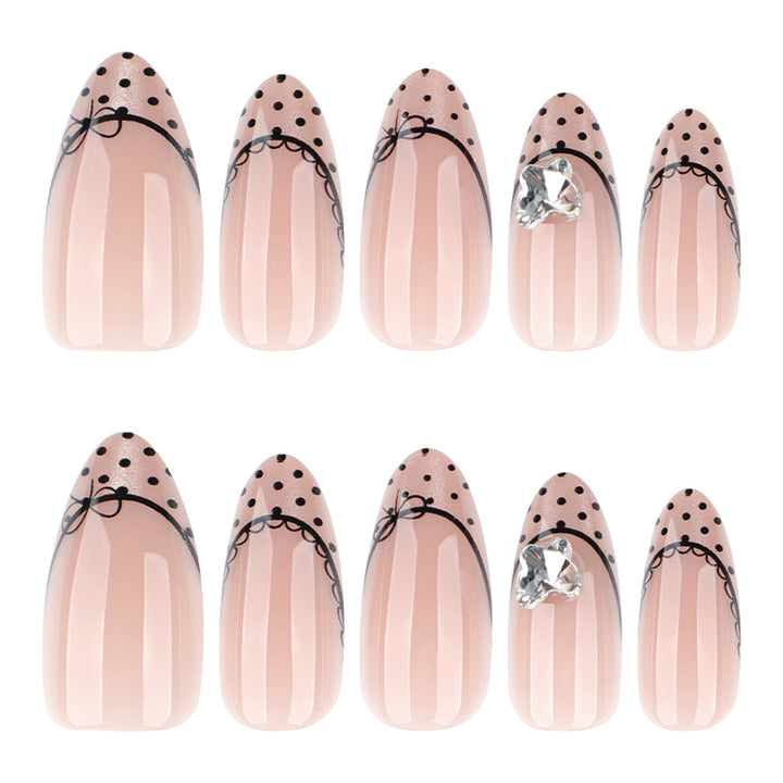 Elegant artificial nails with glitter and French design Kalsten
