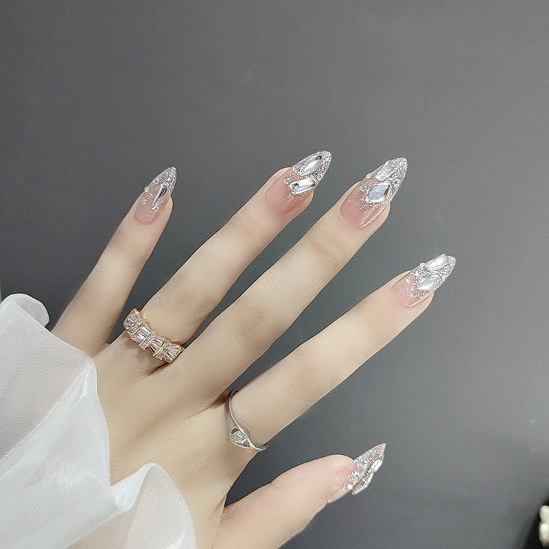 Artistic Rhinestone-Embellished Press-On Nail Set Kalsten