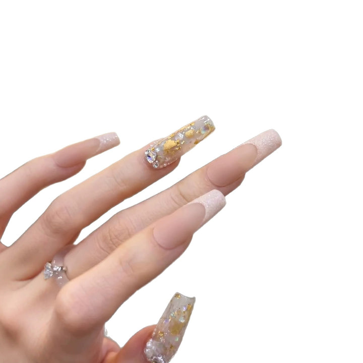 Luxurious Decorative Press-On Nail Set with Artistic Elements Kalsten