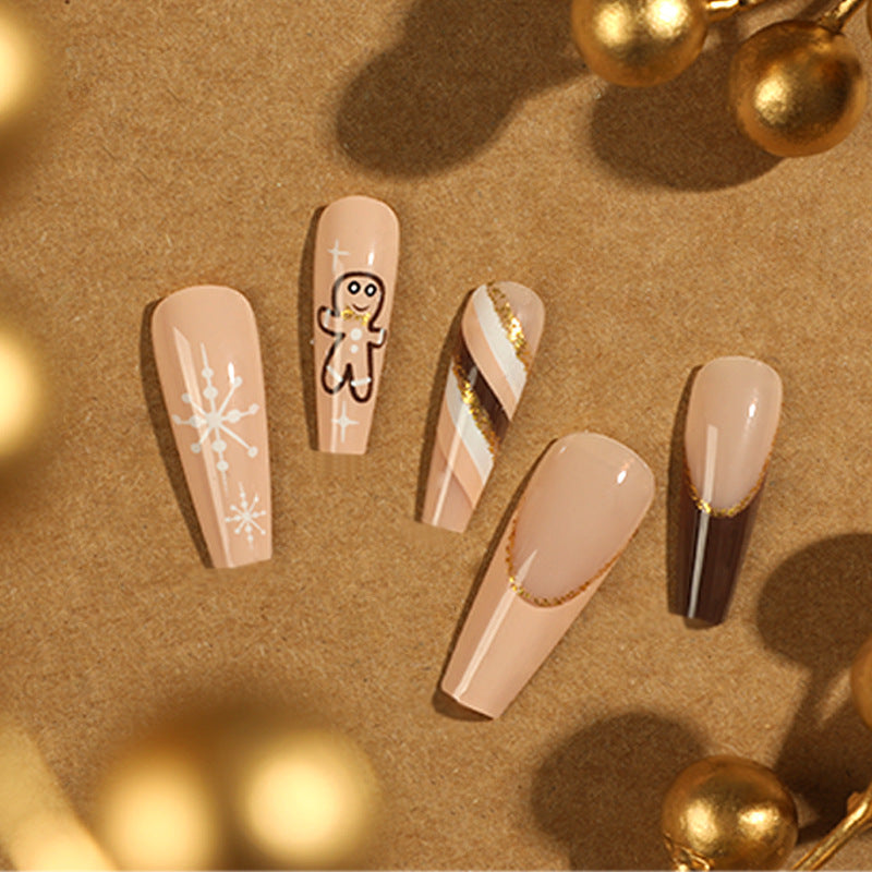 Artistic acrylic nails with festive design Kalsten