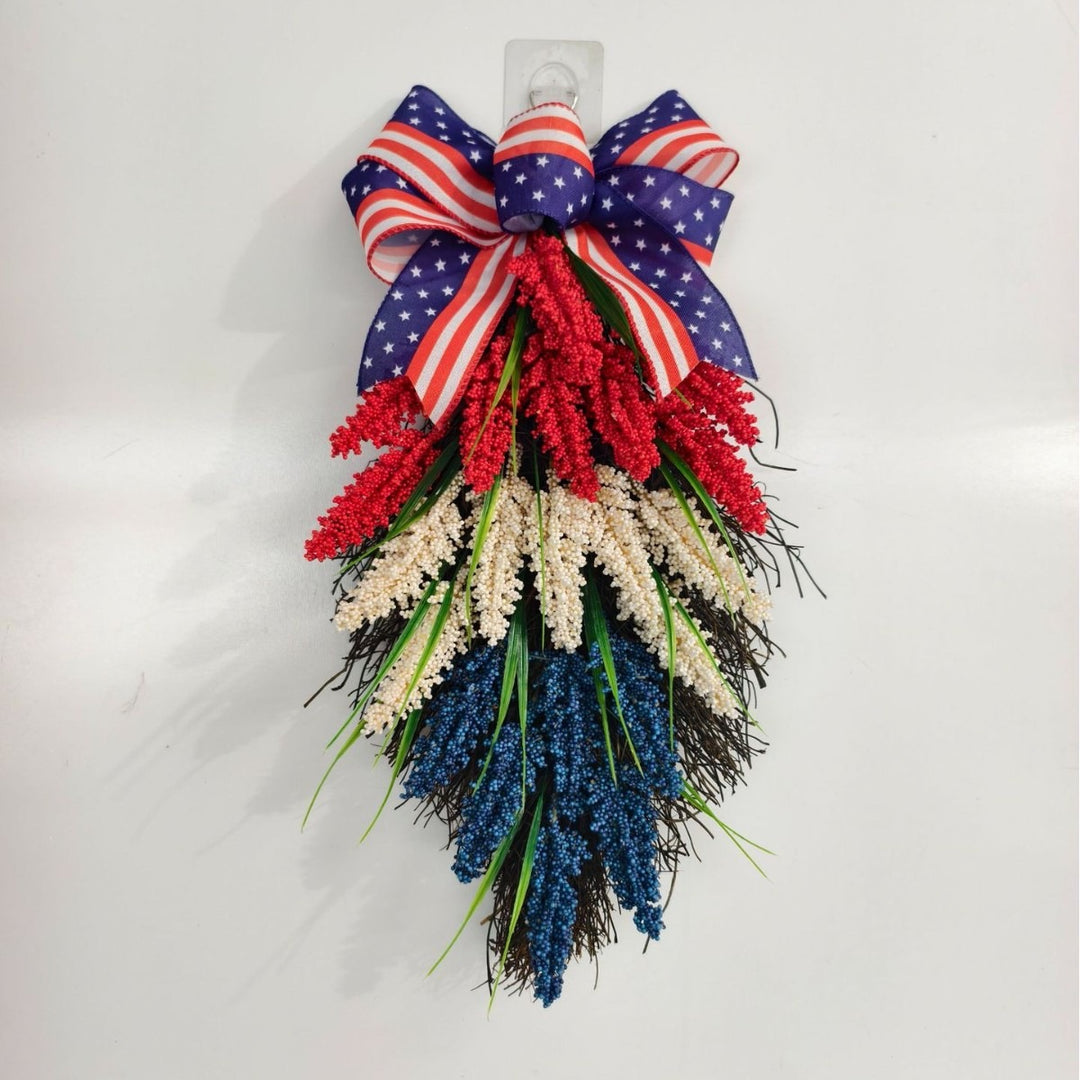 Unisex nan patriotic hanging decoration for door and wall made of artificial flowers with ribbon Kalsten