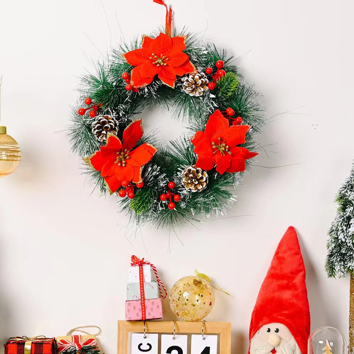 Festive Christmas wreath with pine cones and berries Kalsten
