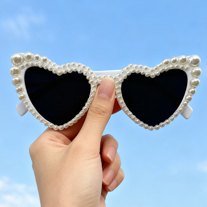Heart-Shaped Pearl-Detail Sunglasses Kalsten