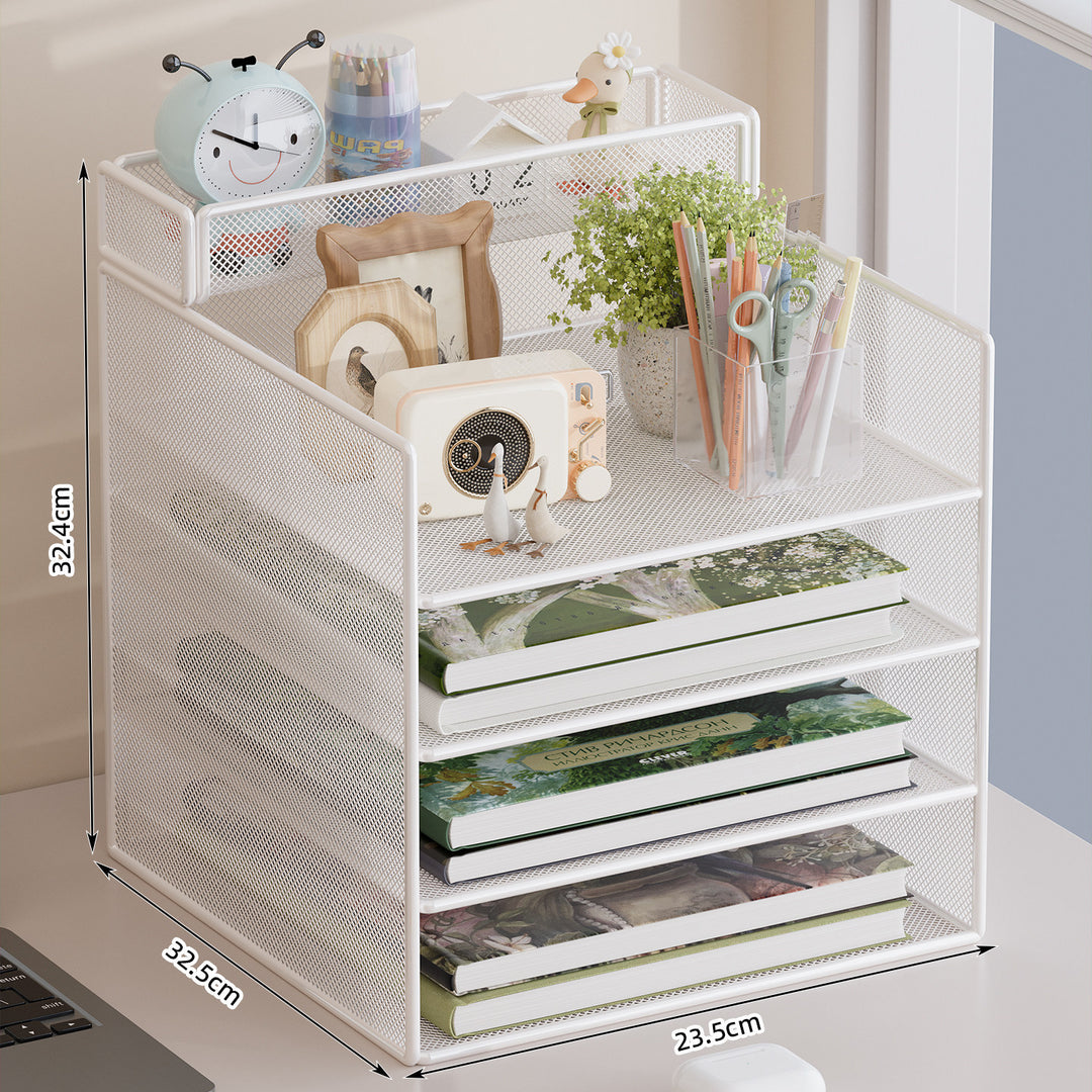Multi-Tiered Mesh Desktop Organizer with Document Holders Kalsten