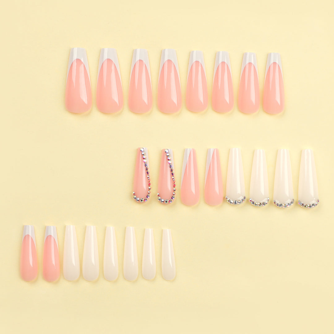Artful nail extensions with rhinestone embellished accents Kalsten