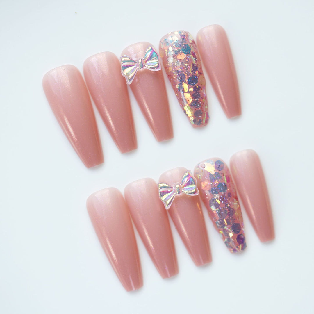 Decorative Press-On Nail Art Set with Butterfly Accents