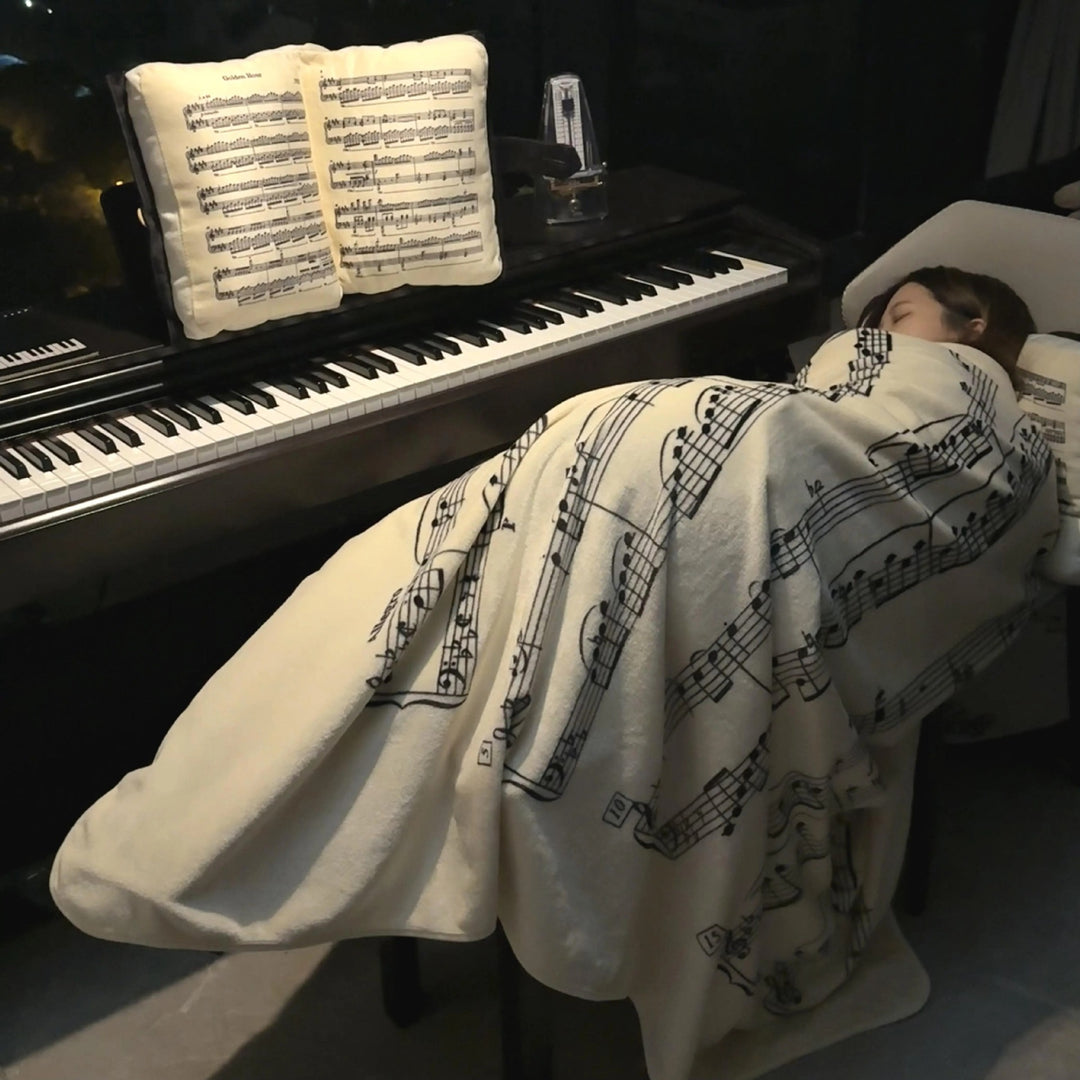 Cozy Music-Themed Fleece Blanket