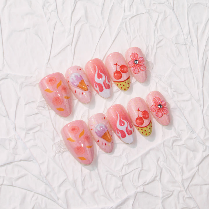 Artistic Dessert-Themed Press-On Nail Art Kalsten