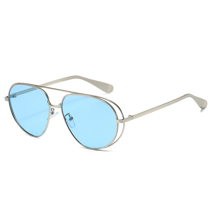 Stylish Aviator Sunglasses with Blue Lenses Kalsten