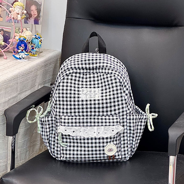 Cute Gingham Print School Backpack Kalsten