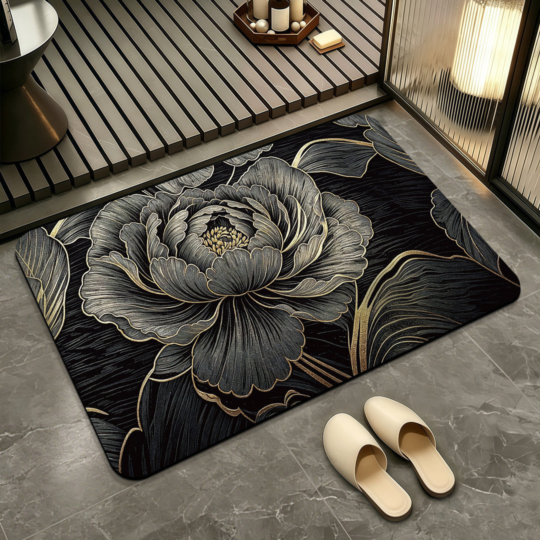 Elegant Floral Patterned Bath Mat Kalsten