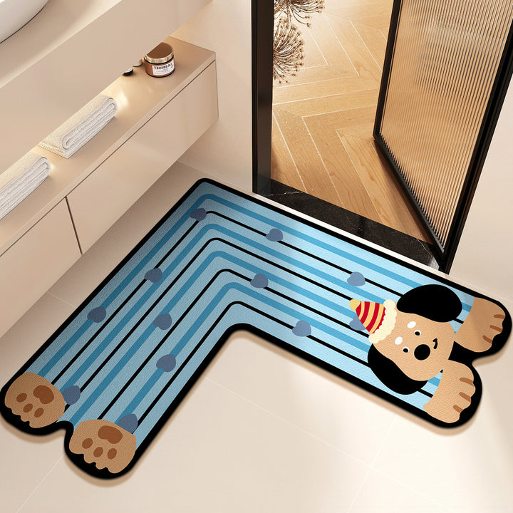 Cartoon-Themed Pet Design Bath Mat