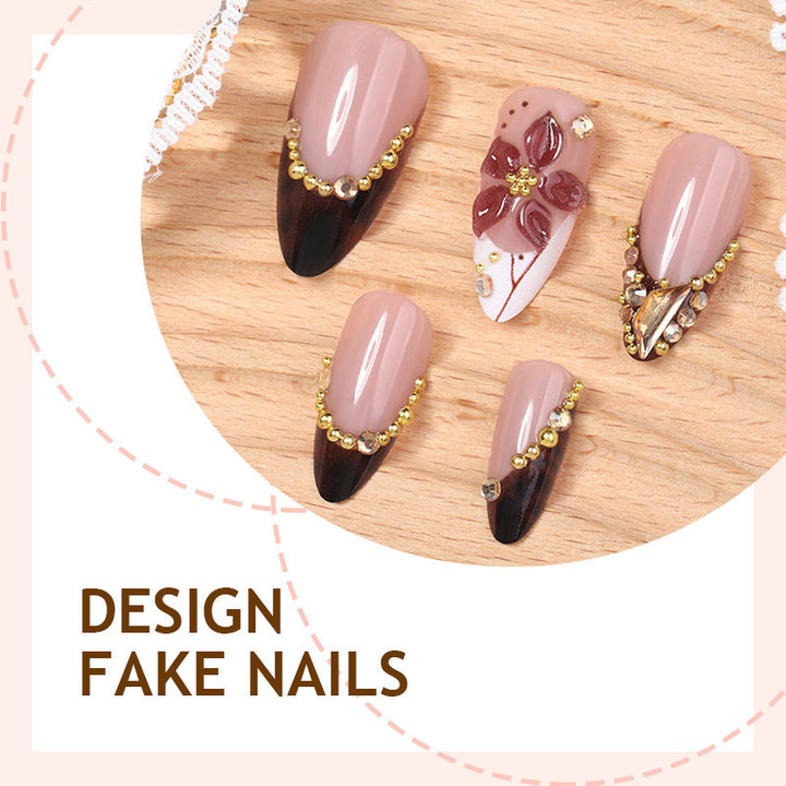 Acrylic nail set with elegant flower and glitter accent Kalsten