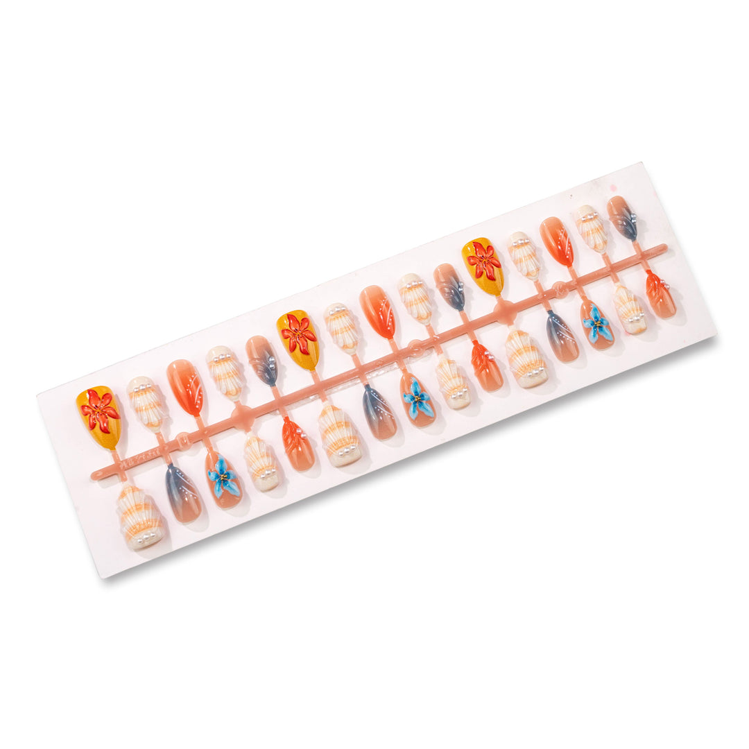 Artistic Seashell-Inspired Press-On Nail Art Set Kalsten
