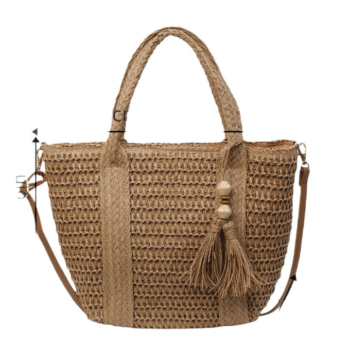 Braided tote bag with tassels and leather details Kalsten