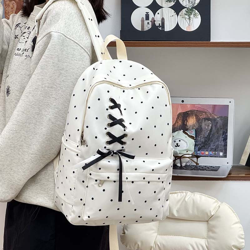 Playful Polka Dot Casual Backpack Kalsten