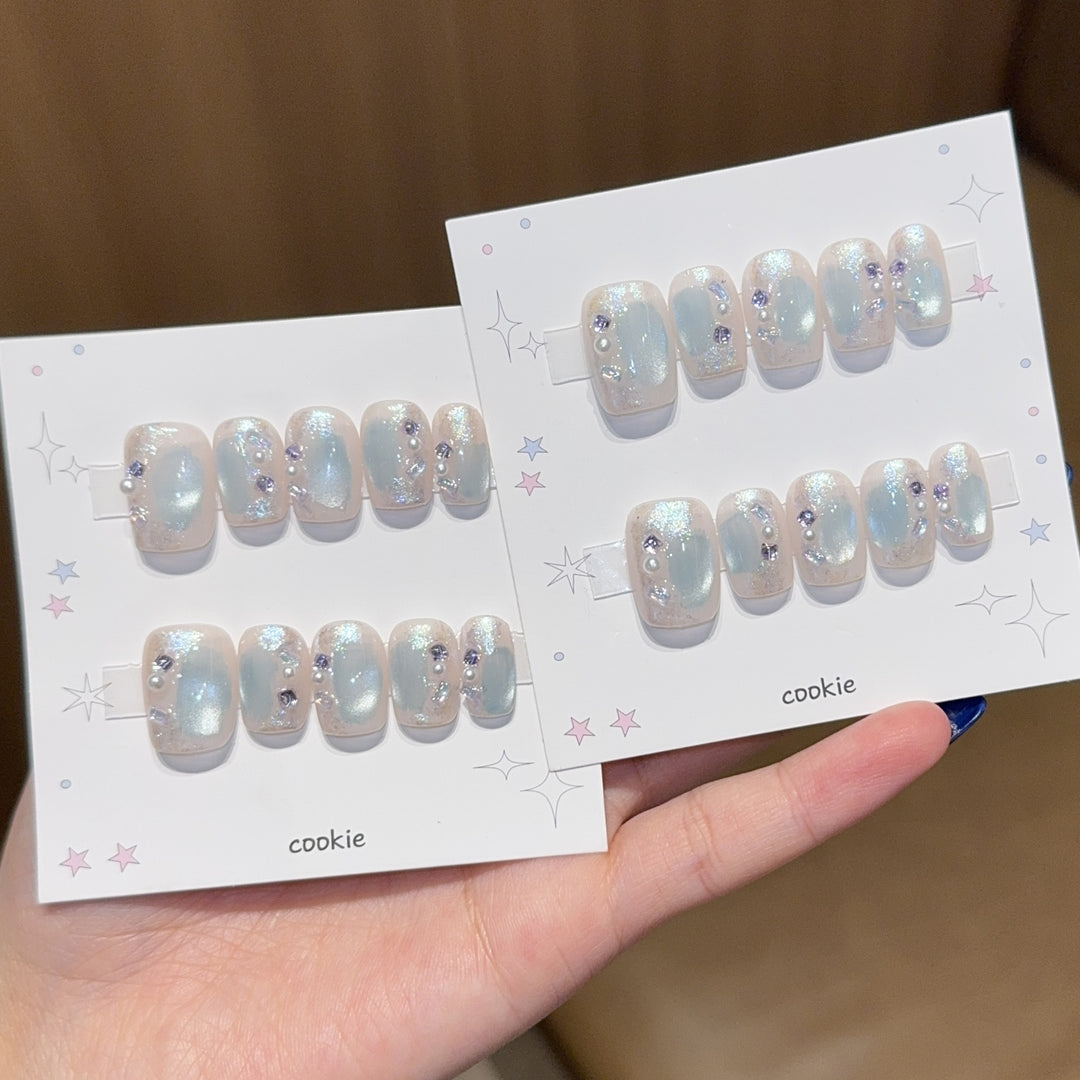 Artificial nails with pearl and glitter decoration Kalsten