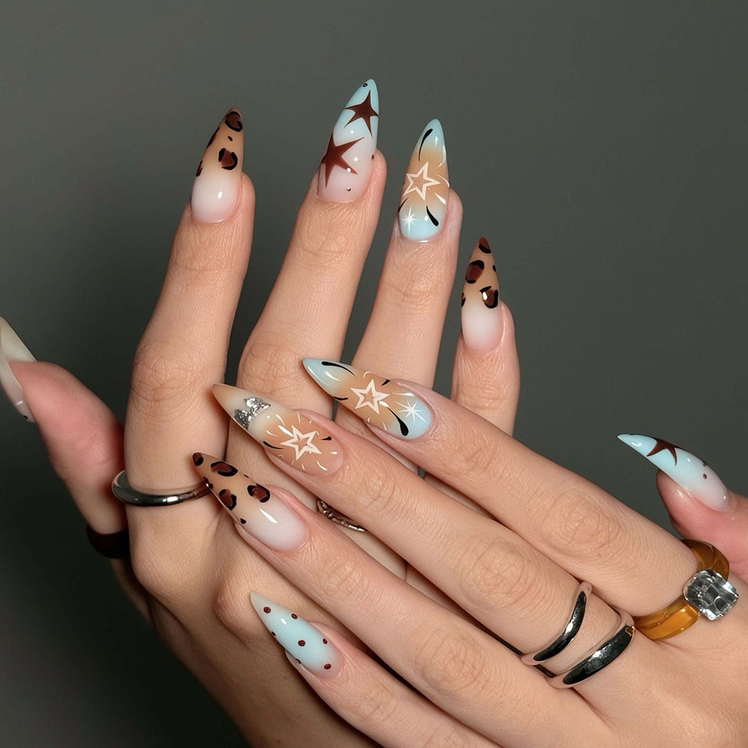 Artistic Stiletto Press-On Nail Design