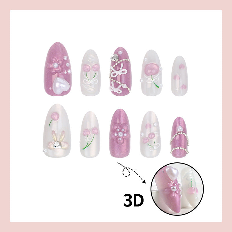 Artificial nail set with creative heart and flower designs Kalsten
