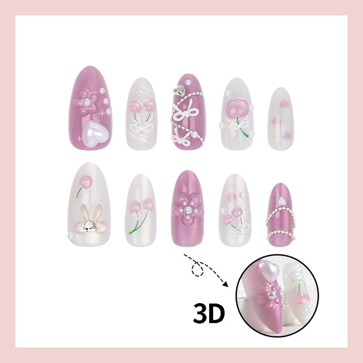 Artificial nail set with creative heart and flower designs Kalsten